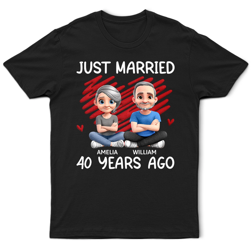 Just Married Many Years Ago Couple - Personalized T Shirt