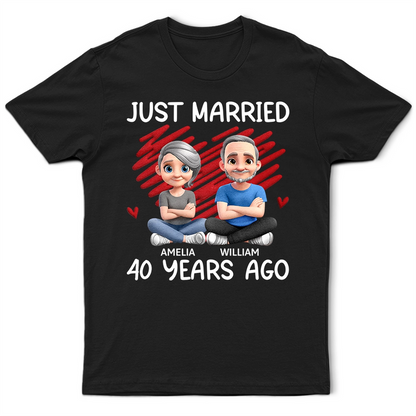 Just Married Many Years Ago Couple - Personalized T Shirt