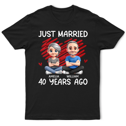 Just Married Many Years Ago Couple - Personalized T Shirt