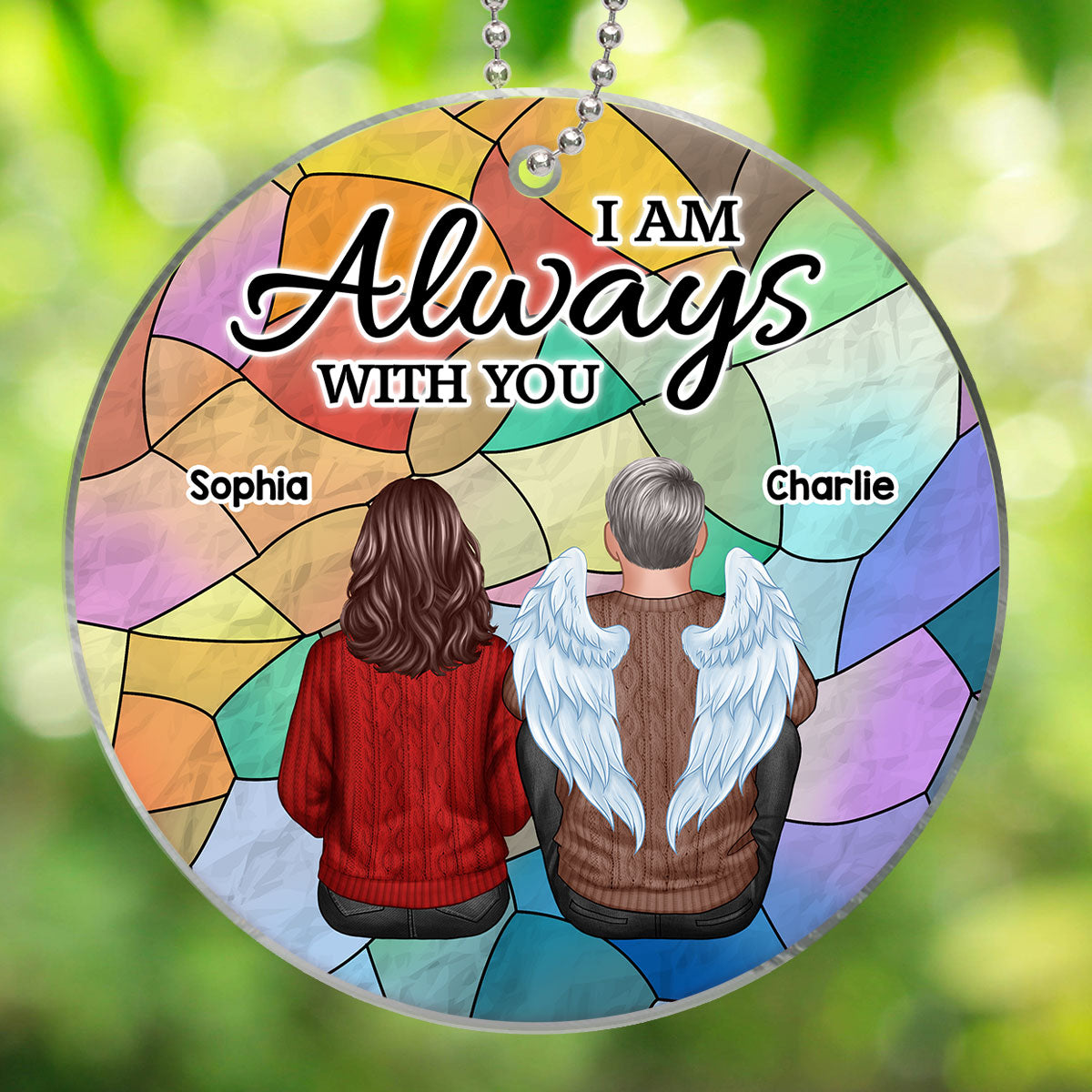 Always With You Family Memorial Colorful Background Personalized Acrylic Ornament