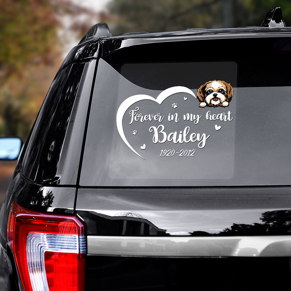 Forever In My Heart Memorial Dog Decor On Car Fridge Window Personalized Decal