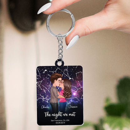 Couple Kissing Under the Galaxy Star Map by Location & Date Personalized Acrylic Keychain