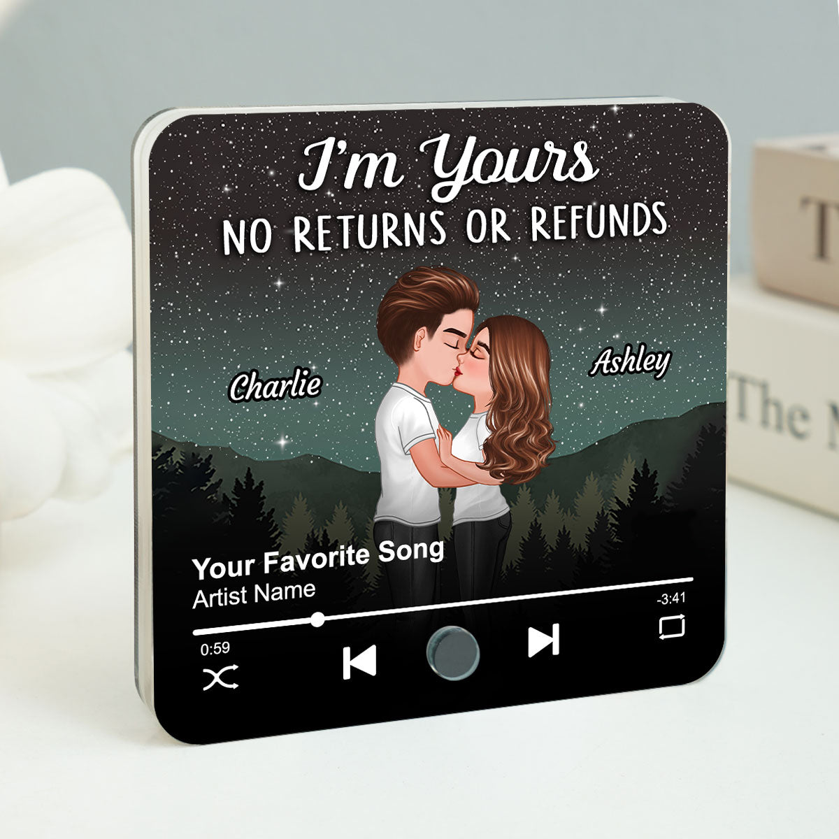 Couple Kissing Under Stars Personalized Music Fridge Magnet, Heartfelt 2025 Valentine's Day Gift For Couple, For Him, For Her, Boyfriend, Girlfriend, Husband, Wife