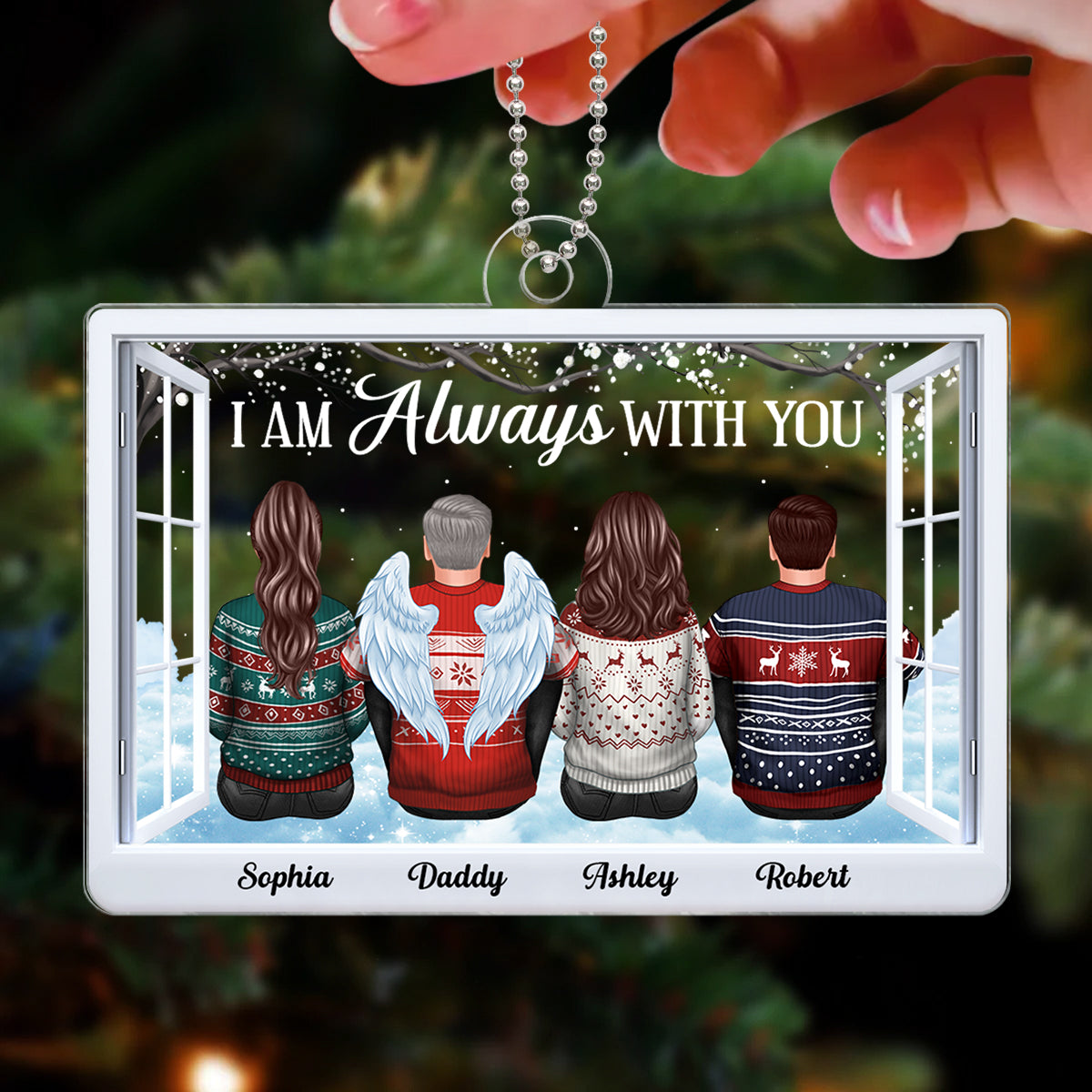 Those We Love Don‘t Go Away Memorial Gift Family Portrait Sympathy Gift Personalized Acrylic Ornament