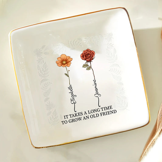 Birth Flower Grow An Old Friend - Personalized Ring Dish