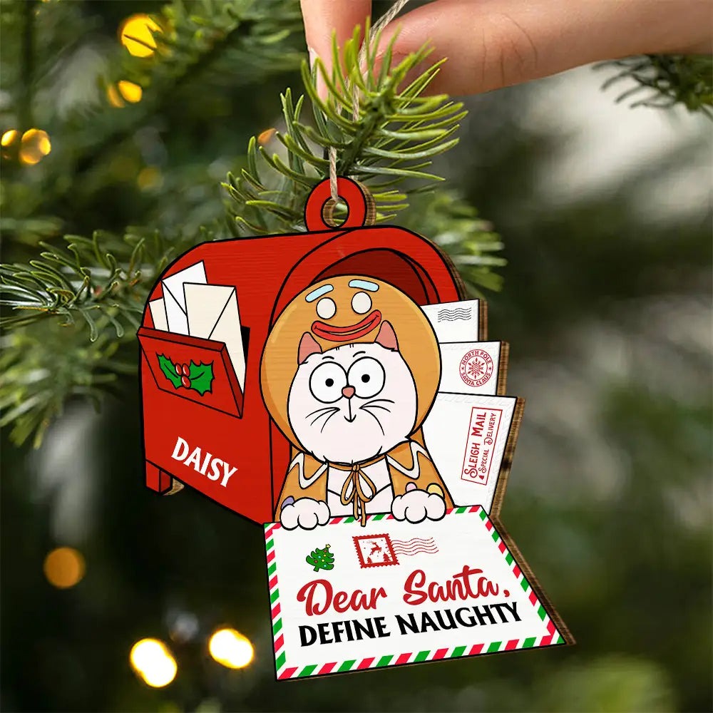 Dear Santa Define Naughty - Personalized Custom Shaped Wooden Ornament