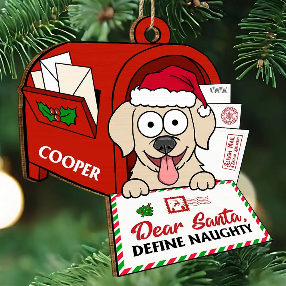 Dear Santa Define Naughty - Personalized Custom Shaped Wooden Ornament