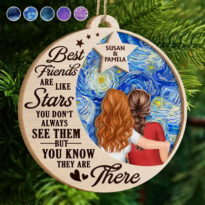 Best Friends Are Like Stars - Personalized Wooden Ornament