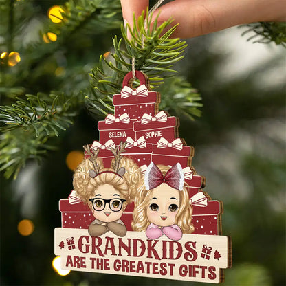 Gift For Grandma, Gift For Grandpa, Gift For Grandparents - Grandkids Are The Greatest Gifts - Personalized Custom Shaped Wooden Ornament