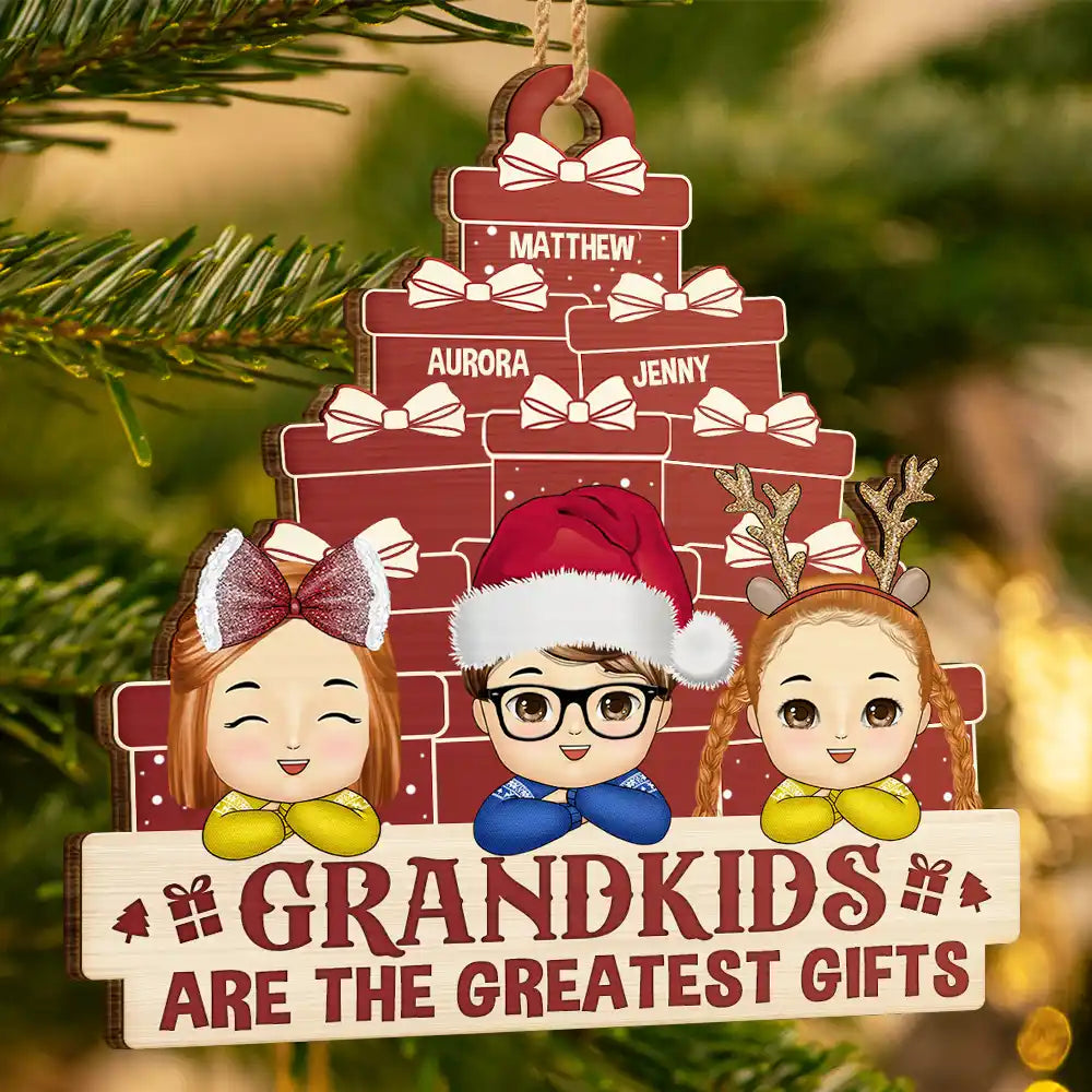 Gift For Grandma, Gift For Grandpa, Gift For Grandparents - Grandkids Are The Greatest Gifts - Personalized Custom Shaped Wooden Ornament