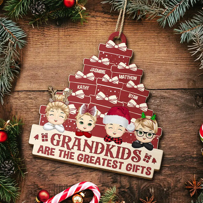 Gift For Grandma, Gift For Grandpa, Gift For Grandparents - Grandkids Are The Greatest Gifts - Personalized Custom Shaped Wooden Ornament