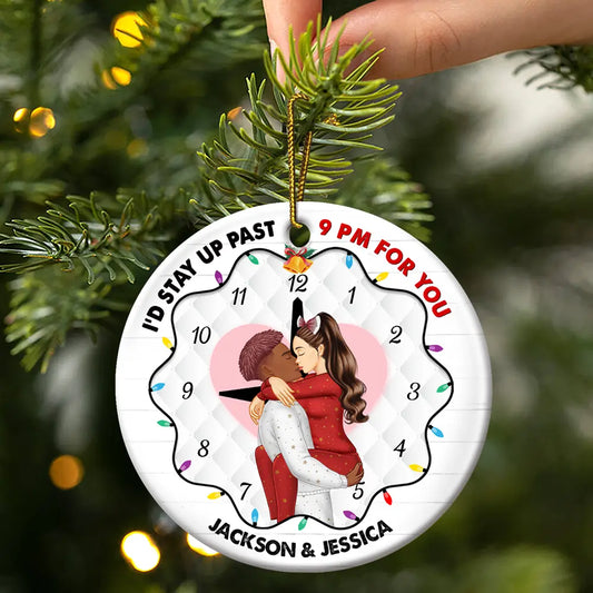 Christmas Couple I'd Stay Up Past 9pm - Personalized Circle Ornament