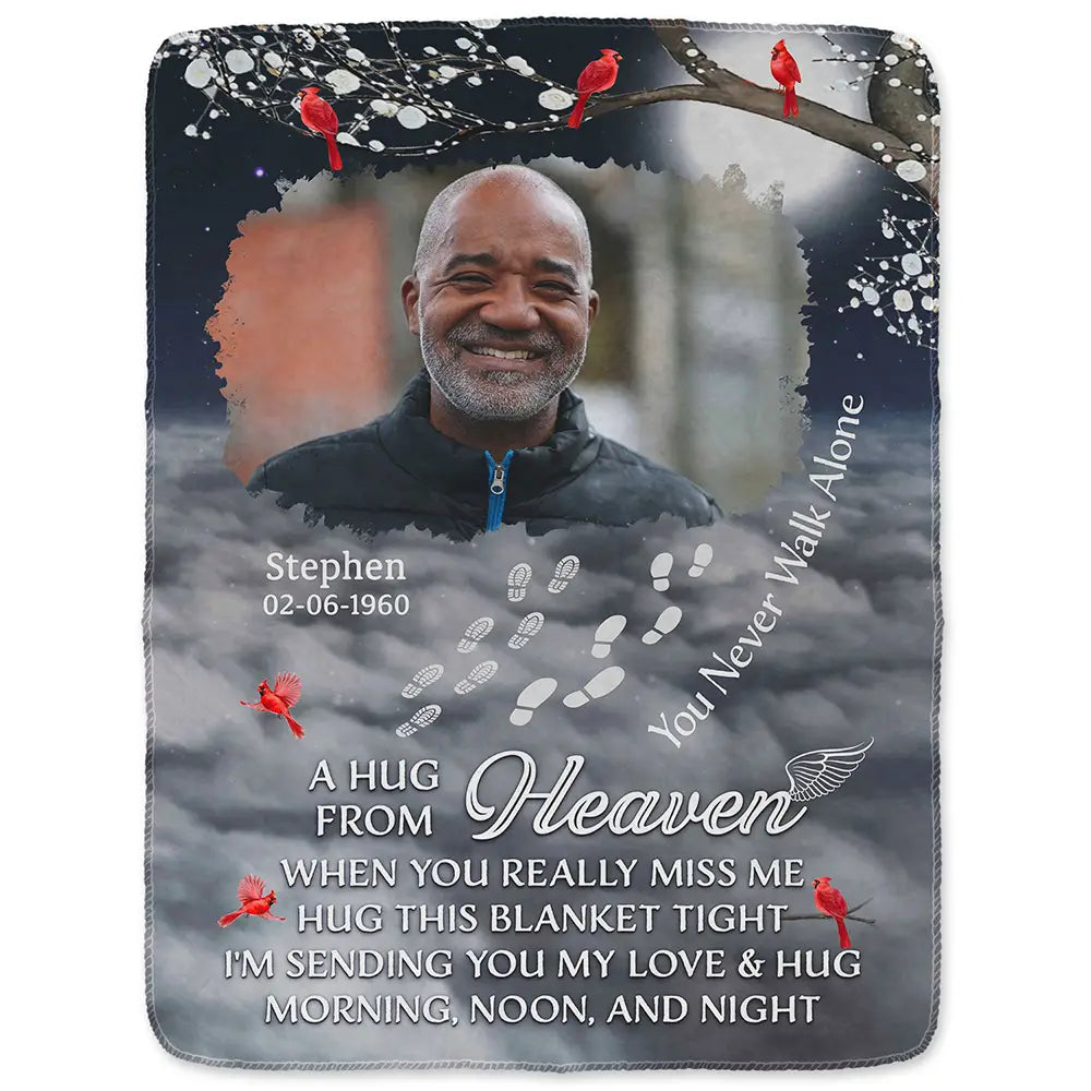 Custom Photo Memorial You Never Walk Alone - Personalized Fleece Blanket, Sherpa Blanket