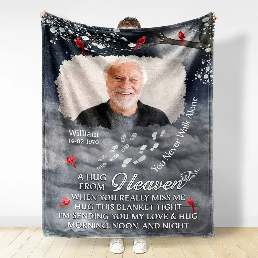 Custom Photo Memorial You Never Walk Alone - Personalized Fleece Blanket, Sherpa Blanket