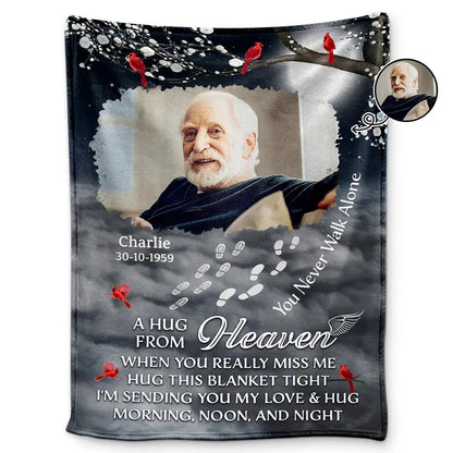 Custom Photo Memorial You Never Walk Alone - Personalized Fleece Blanket, Sherpa Blanket