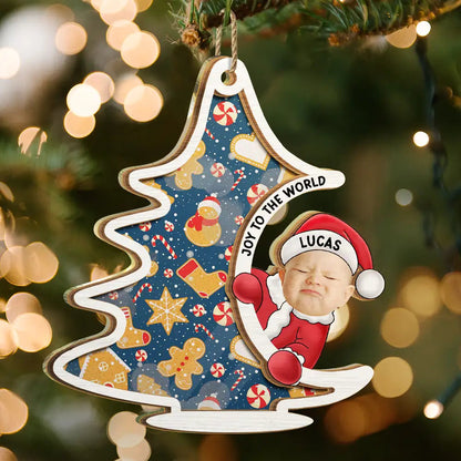 Custom Photo Christmas Tree Baby Santa - Personalized Suncatcher Ornament