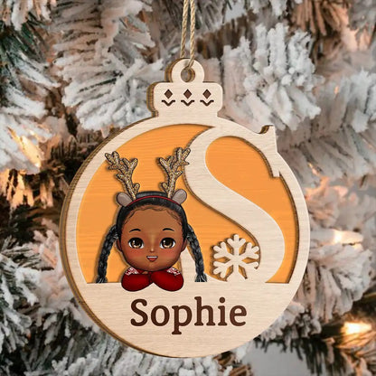 Christmas Kids Monogram - Personalized Wooden Ornament