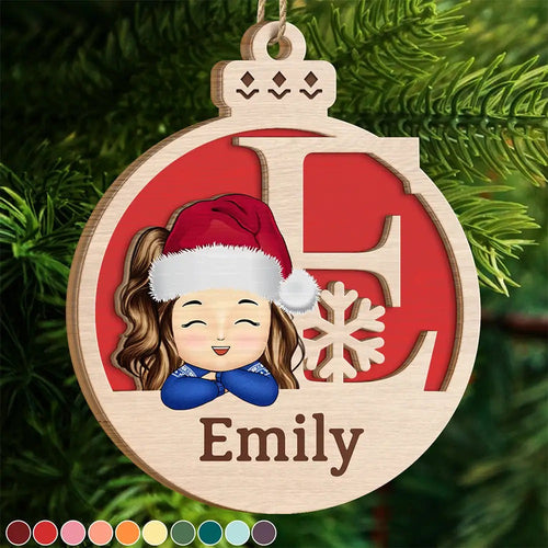 Christmas Kids Monogram - Personalized Wooden Ornament