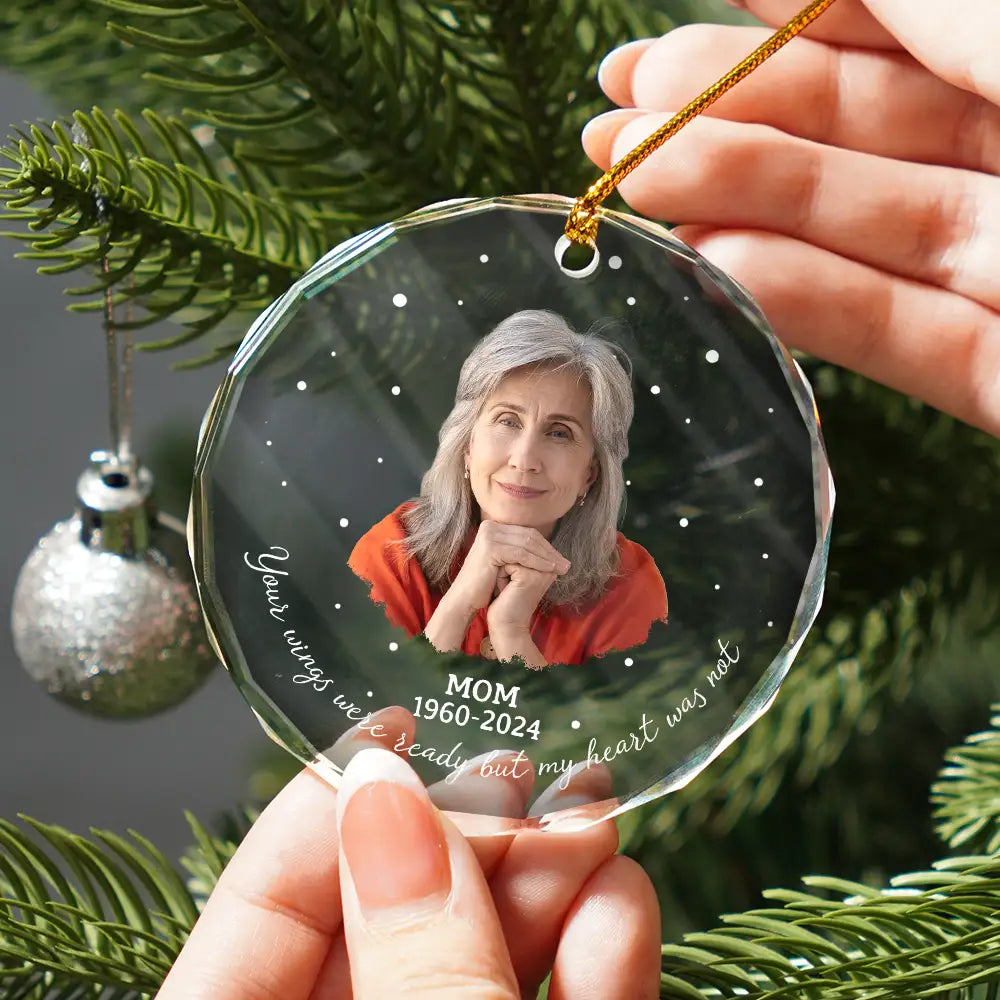 Custom Photo Memorial Your Wings Were Ready - Personalized Circle Acrylic Ornament