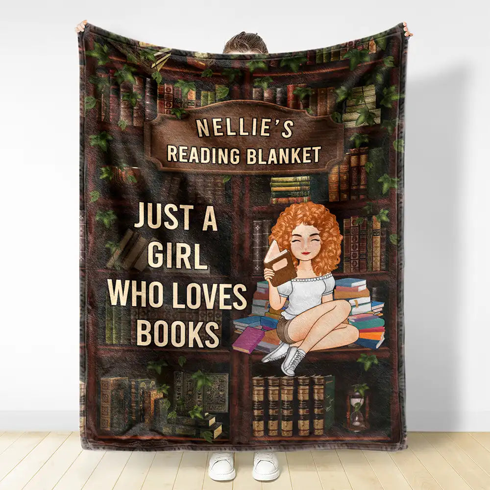 Just A Girl Boy Who Loves Books - Personalized Fleece Blanket, Sherpa Blanket