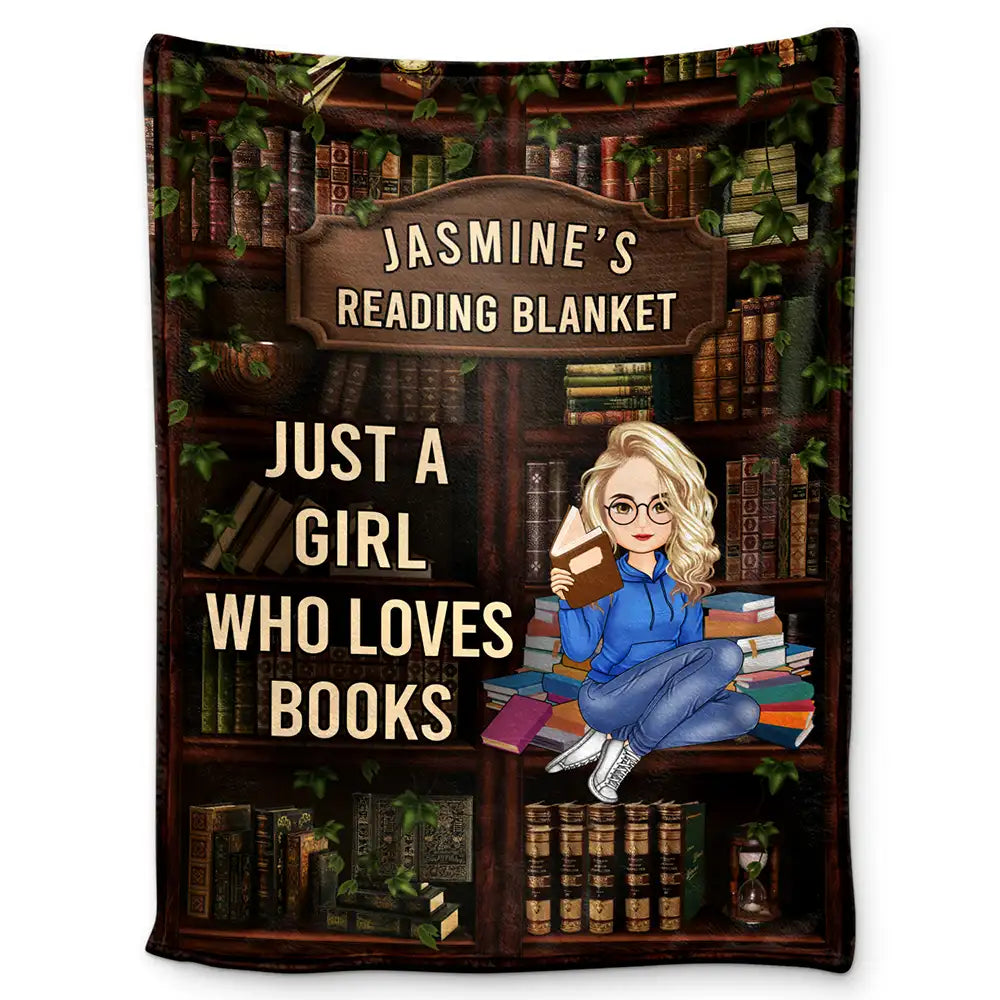 Just A Girl Boy Who Loves Books - Personalized Fleece Blanket, Sherpa Blanket