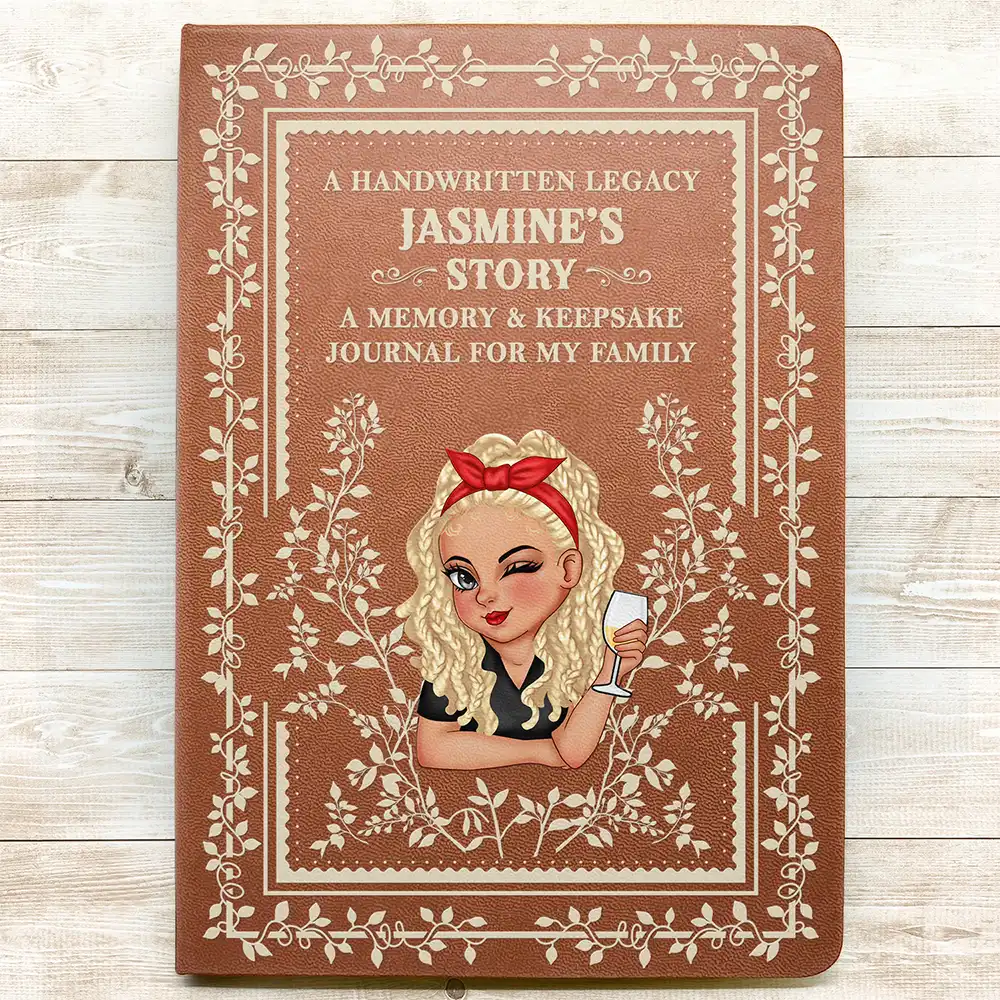Vintage Mom's Story Memory & Keepsake - Personalized Leather Journal