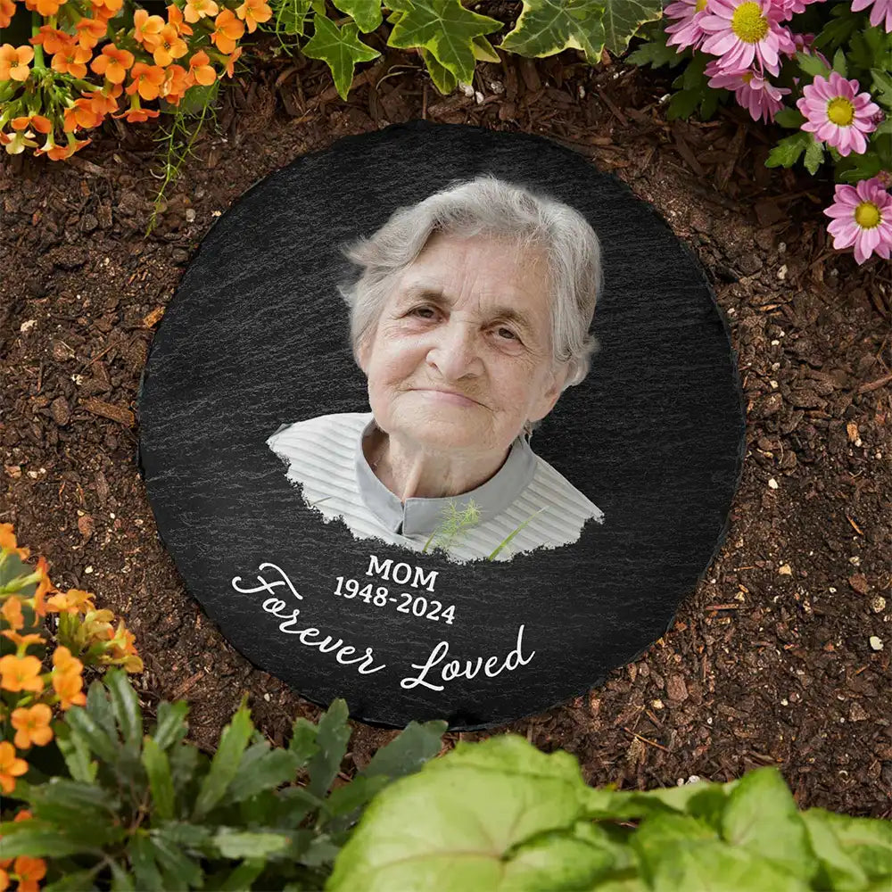 Custom Photo Memorial Your Wings Were Ready - Personalized Circle Memorial Garden Stone