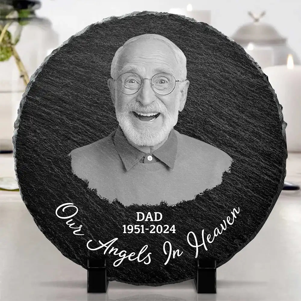 Custom Photo Memorial Your Wings Were Ready - Personalized Circle Memorial Garden Stone