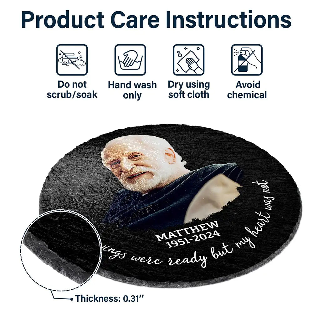 Custom Photo Memorial Your Wings Were Ready - Personalized Circle Memorial Garden Stone