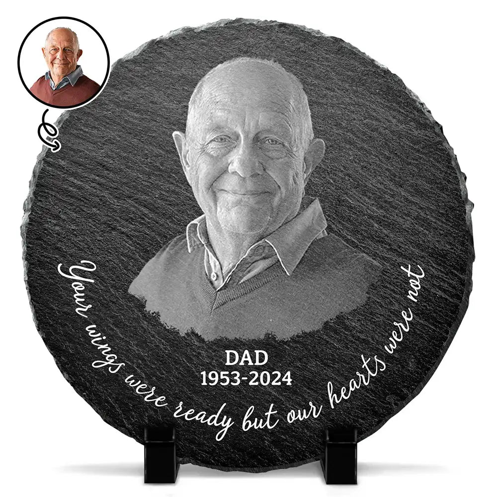 Custom Photo Memorial Your Wings Were Ready - Personalized Circle Memorial Garden Stone