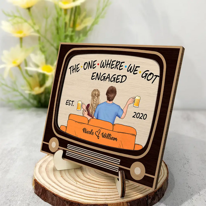 TV Show Hubby And Wifey - Personalized 2-Layered Wooden Plaque With Stand