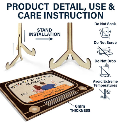 TV Show Hubby And Wifey - Personalized 2-Layered Wooden Plaque With Stand