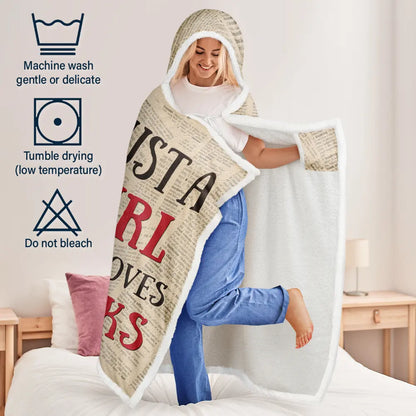 Just A Girl Who Loves Books - Personalized Wearable Hooded Blanket