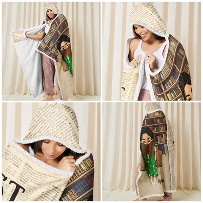 Just A Girl Who Loves Books - Personalized Wearable Hooded Blanket