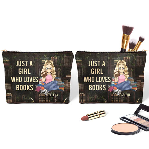 Reading Just A Girl Who Loves Books - Personalized Cosmetic Bag