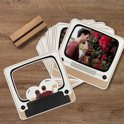 Custom Photo Our Love Story - Personalized Custom Shaped Cardstock With Wooden Stand