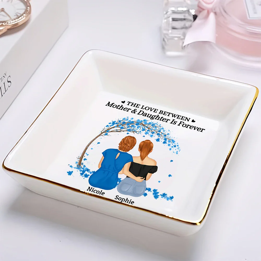 Custom Photo Hugs & Kisses - Birthday, Loving Gift For Mom, Mum, Mother, Nana, Grandma - Personalized Ring Dish