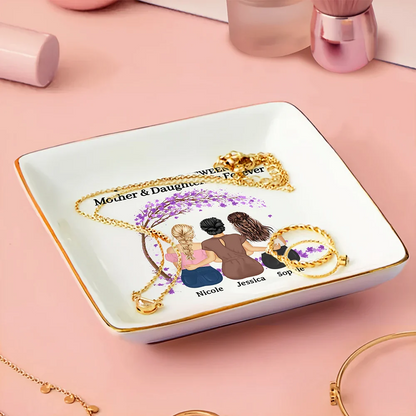 Custom Photo Hugs & Kisses - Birthday, Loving Gift For Mom, Mum, Mother, Nana, Grandma - Personalized Ring Dish