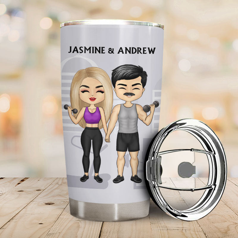 Gym Couple Lifting Partners For Life - Personalized Custom Tumbler