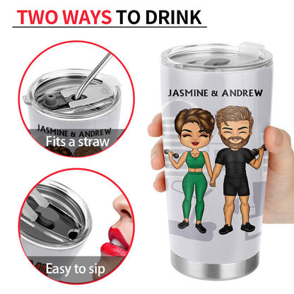 Gym Couple Lifting Partners For Life - Personalized Custom Tumbler