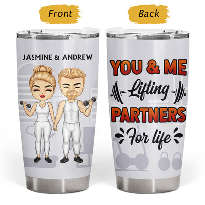 Gym Couple Lifting Partners For Life - Personalized Custom Tumbler