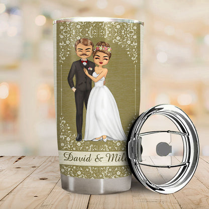Wedding Love Gives Us A Fairytale Husband Wife - Couple Gifts - Personalized Custom Tumbler