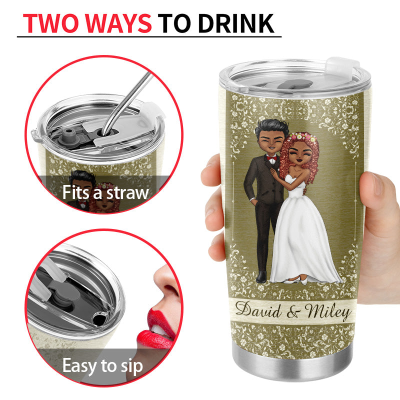 Wedding Love Gives Us A Fairytale Husband Wife - Couple Gifts - Personalized Custom Tumbler