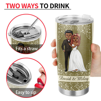 Wedding Love Gives Us A Fairytale Husband Wife - Couple Gifts - Personalized Custom Tumbler