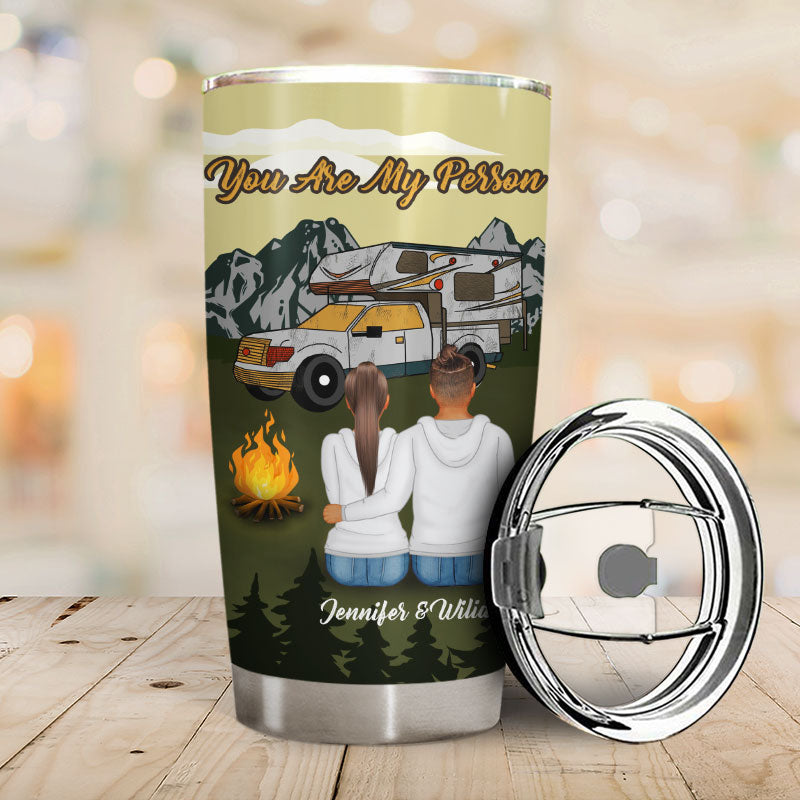 Camping Couple I Love You To The Mountains & Back - Couple Gift - Personalized Custom Tumbler