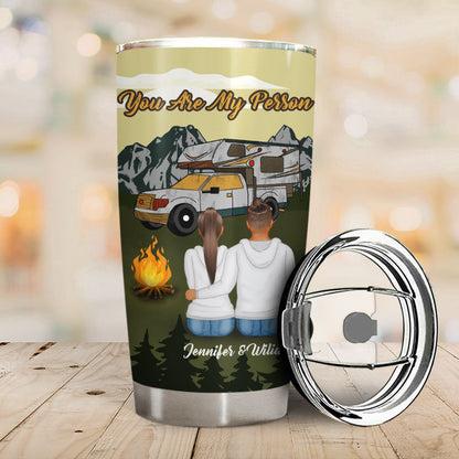 Camping Couple I Love You To The Mountains & Back - Couple Gift - Personalized Custom Tumbler