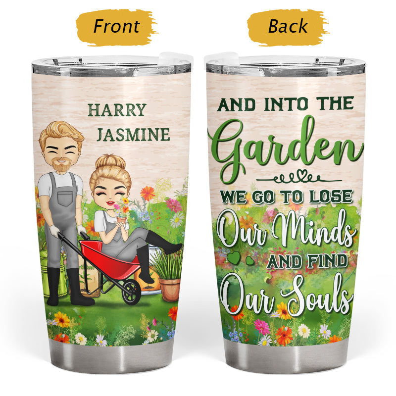 Couple Chibi Into The Garden Lost Our Minds Find Our Souls - Personalized Custom Tumbler