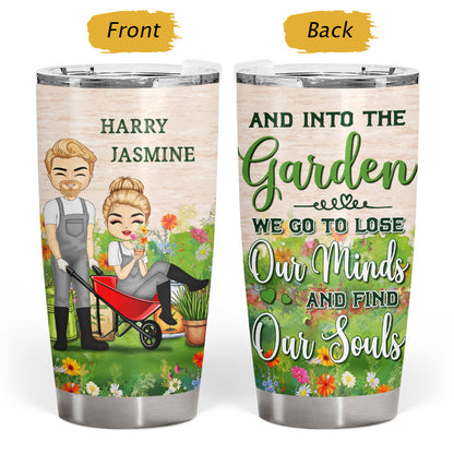 Couple Chibi Into The Garden Lost Our Minds Find Our Souls - Personalized Custom Tumbler