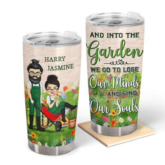 Couple Chibi Into The Garden Lost Our Minds Find Our Souls - Personalized Custom Tumbler