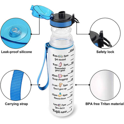 Drink Well Travel Often - Gift For Travel Lovers - Personalized Custom Water Tracker Bottle